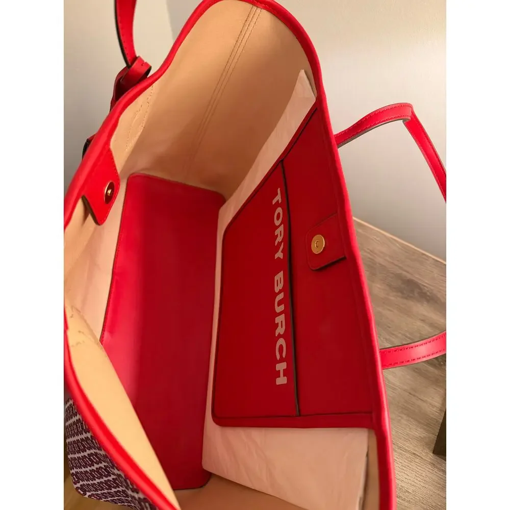 Tory Burch Gemini Link Canvas Tote in Liberty Red - Picture 8 of 9